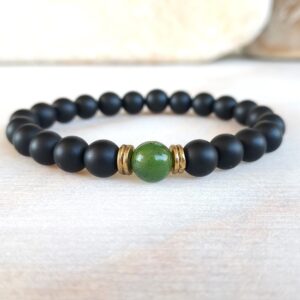 Jade and Matte Black Onyx Bracelet