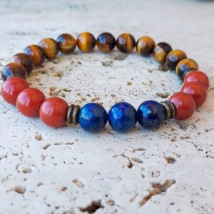 Lapis Lazuli, Red Jasper & Tiger Eye Chakra Bracelet